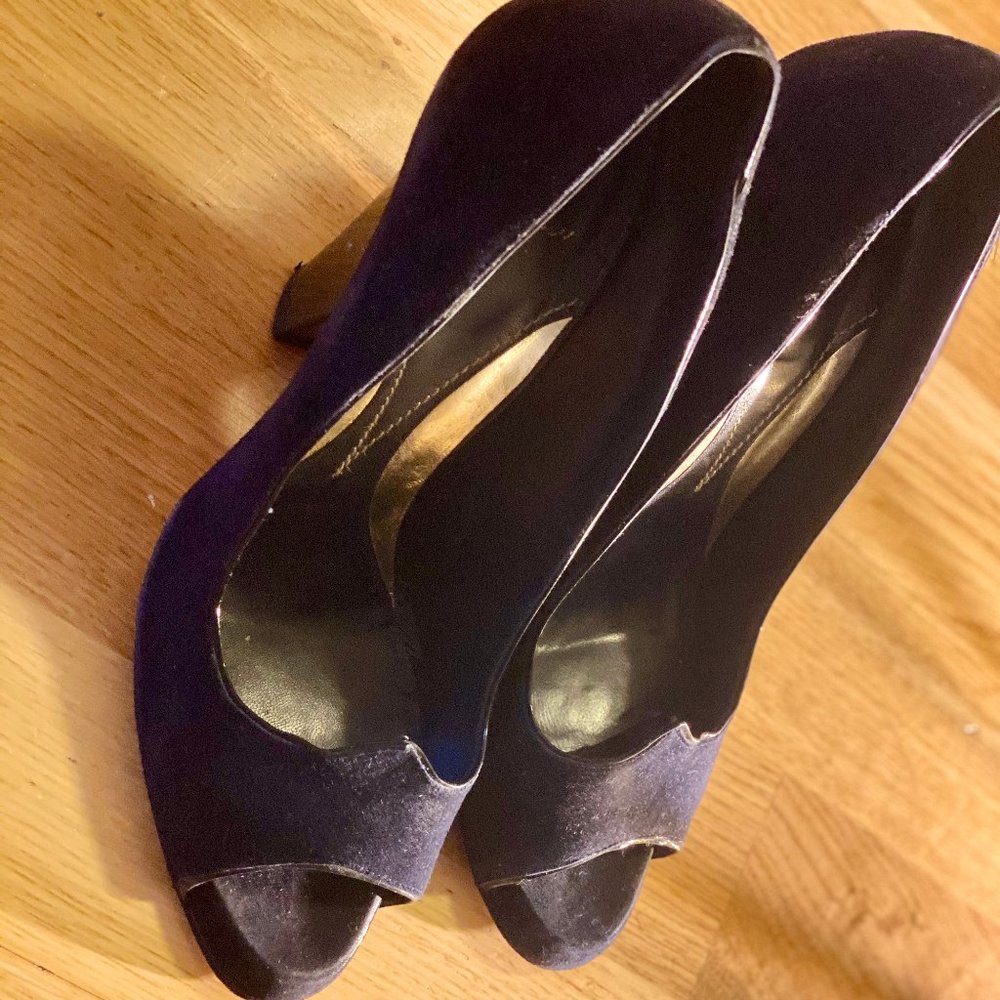 Zac Posen Navy Blue Suede & Patent Leather Pump